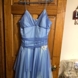 Handkerchief hem periwinkle dress